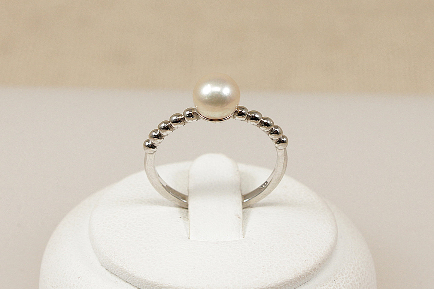 Silver Pearl Solitaire Ring