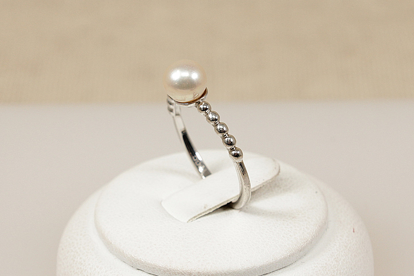 Silver Pearl Solitaire Ring