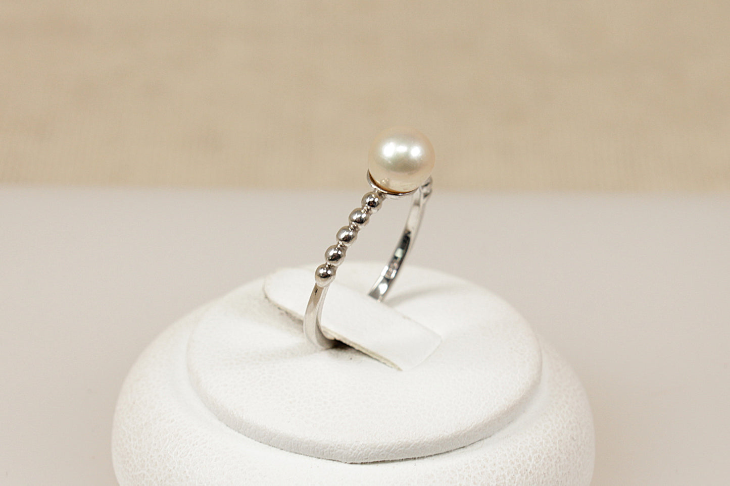 Silver Pearl Solitaire Ring