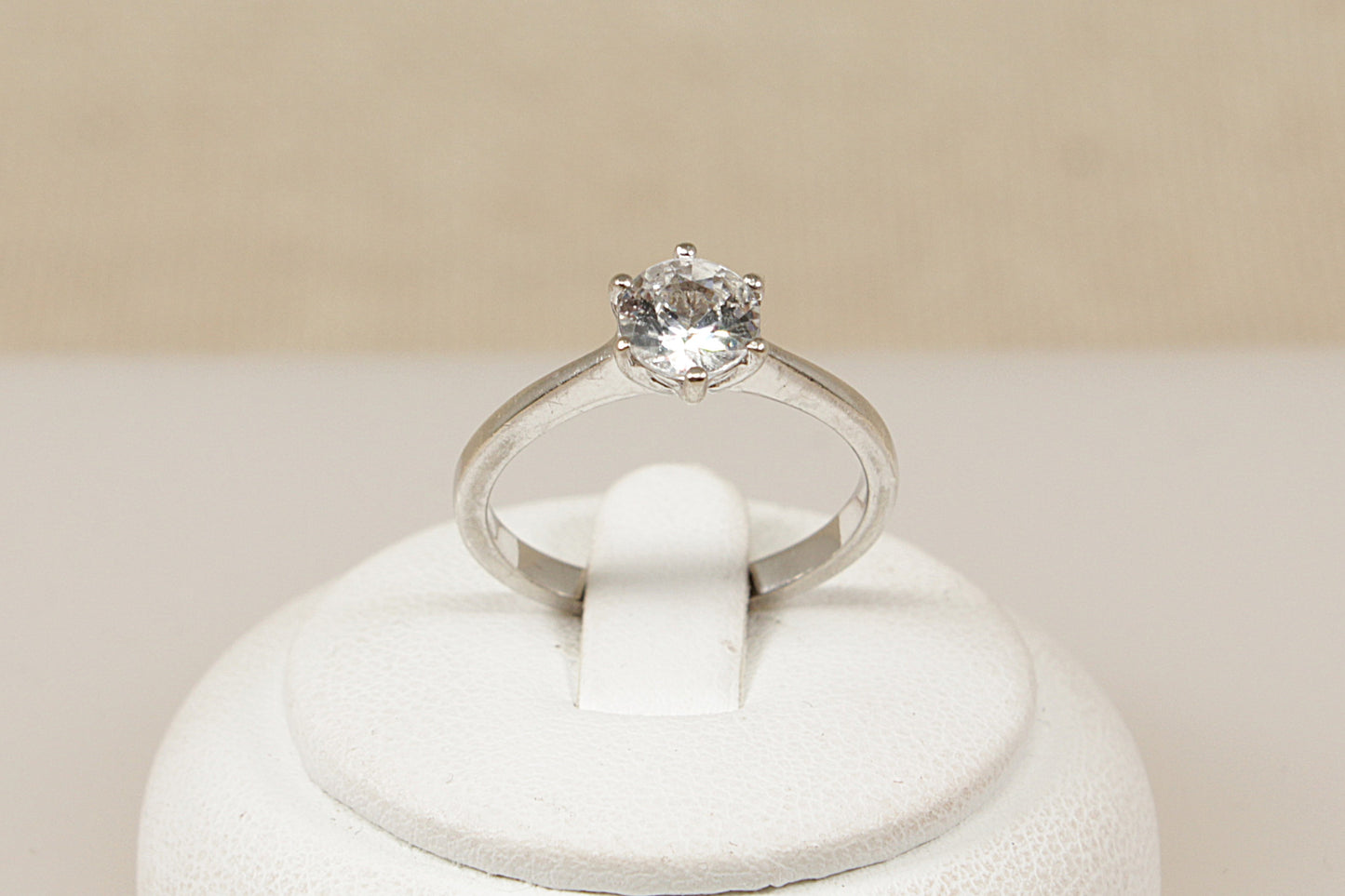 Sterling Silver White Topaz Solitaire Ring