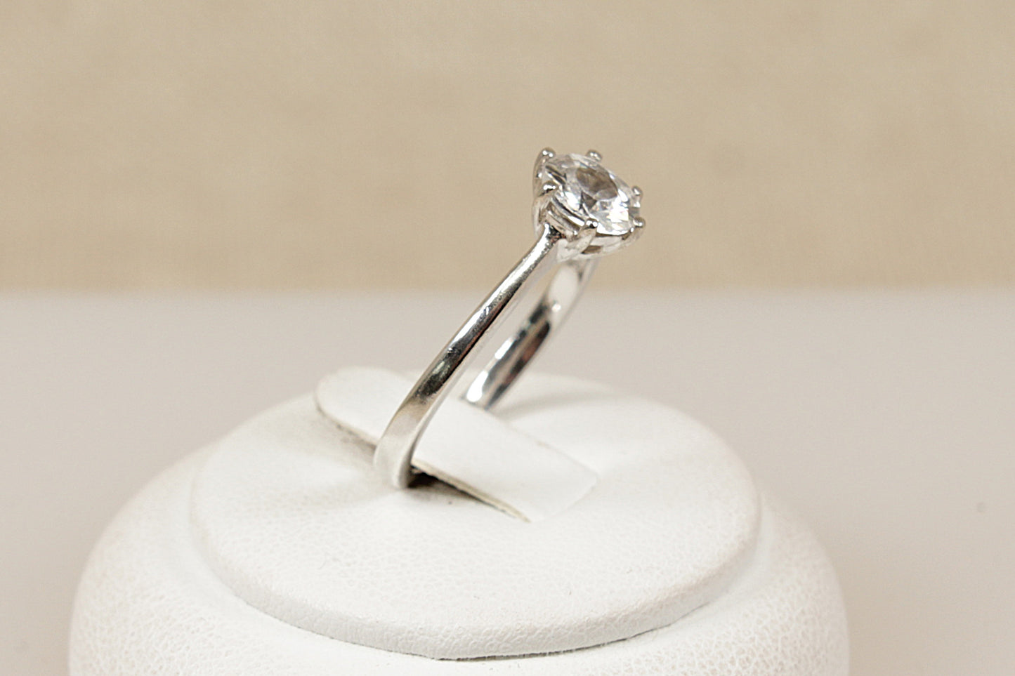 Sterling Silver White Topaz Solitaire Ring
