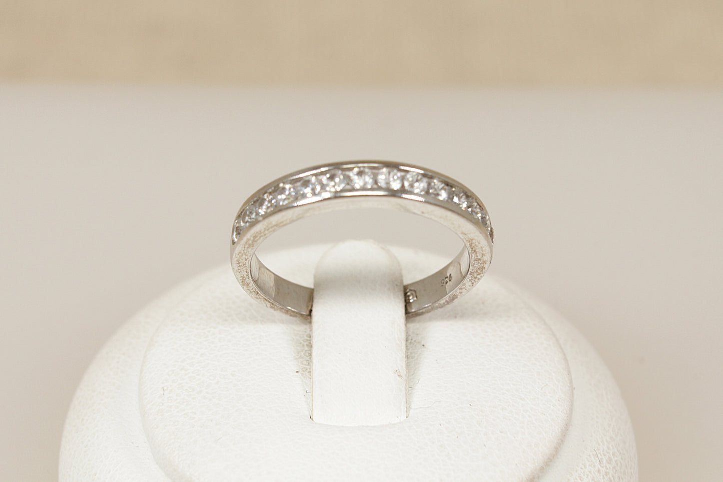 Silver White Topaz Half Eternity Ring