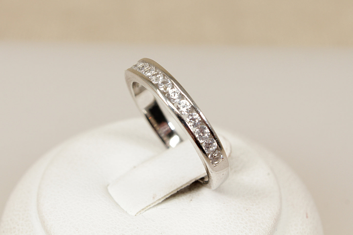 Silver White Topaz Half Eternity Ring