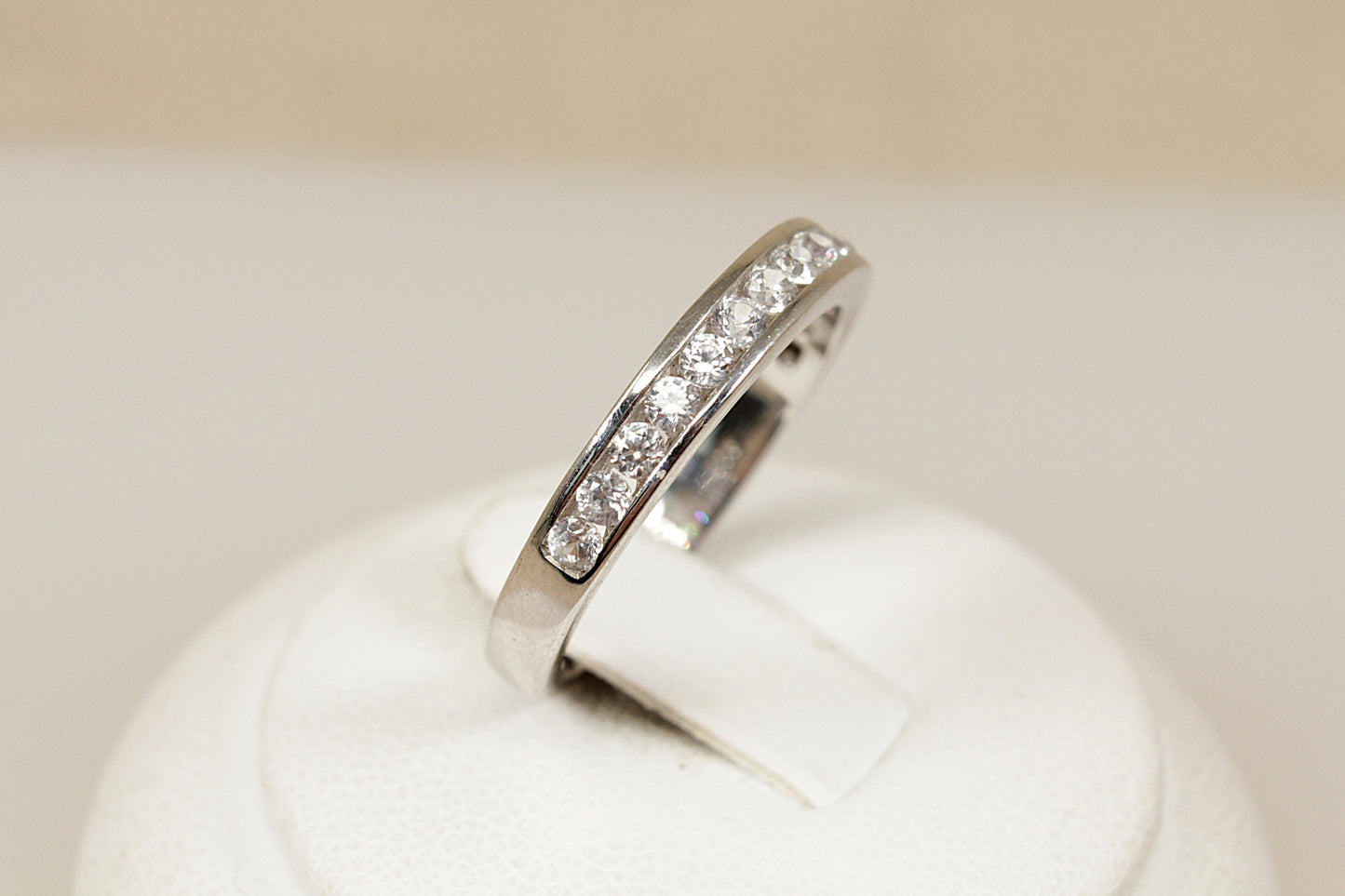 Silver White Topaz Half Eternity Ring