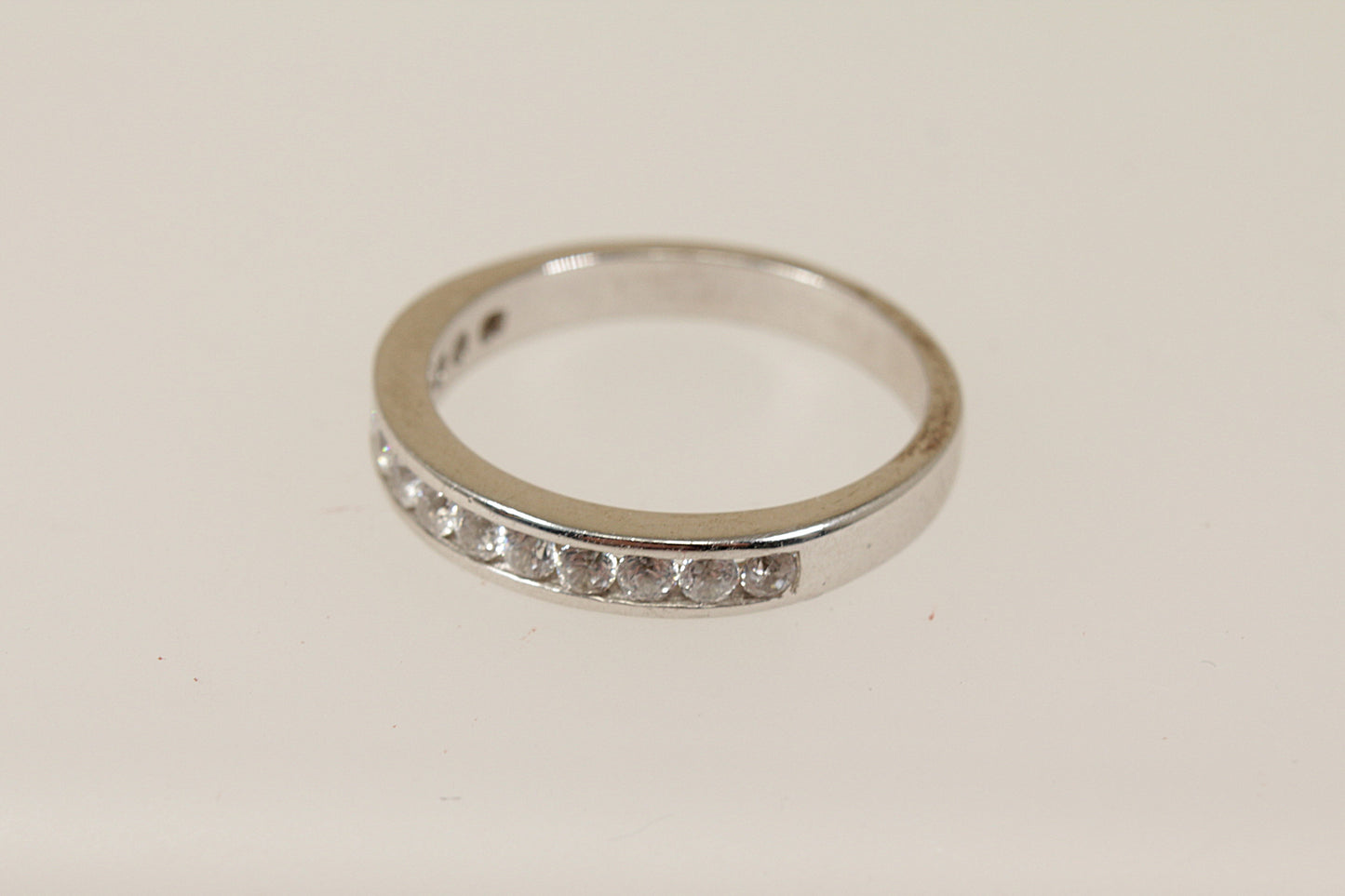 Silver White Topaz Half Eternity Ring