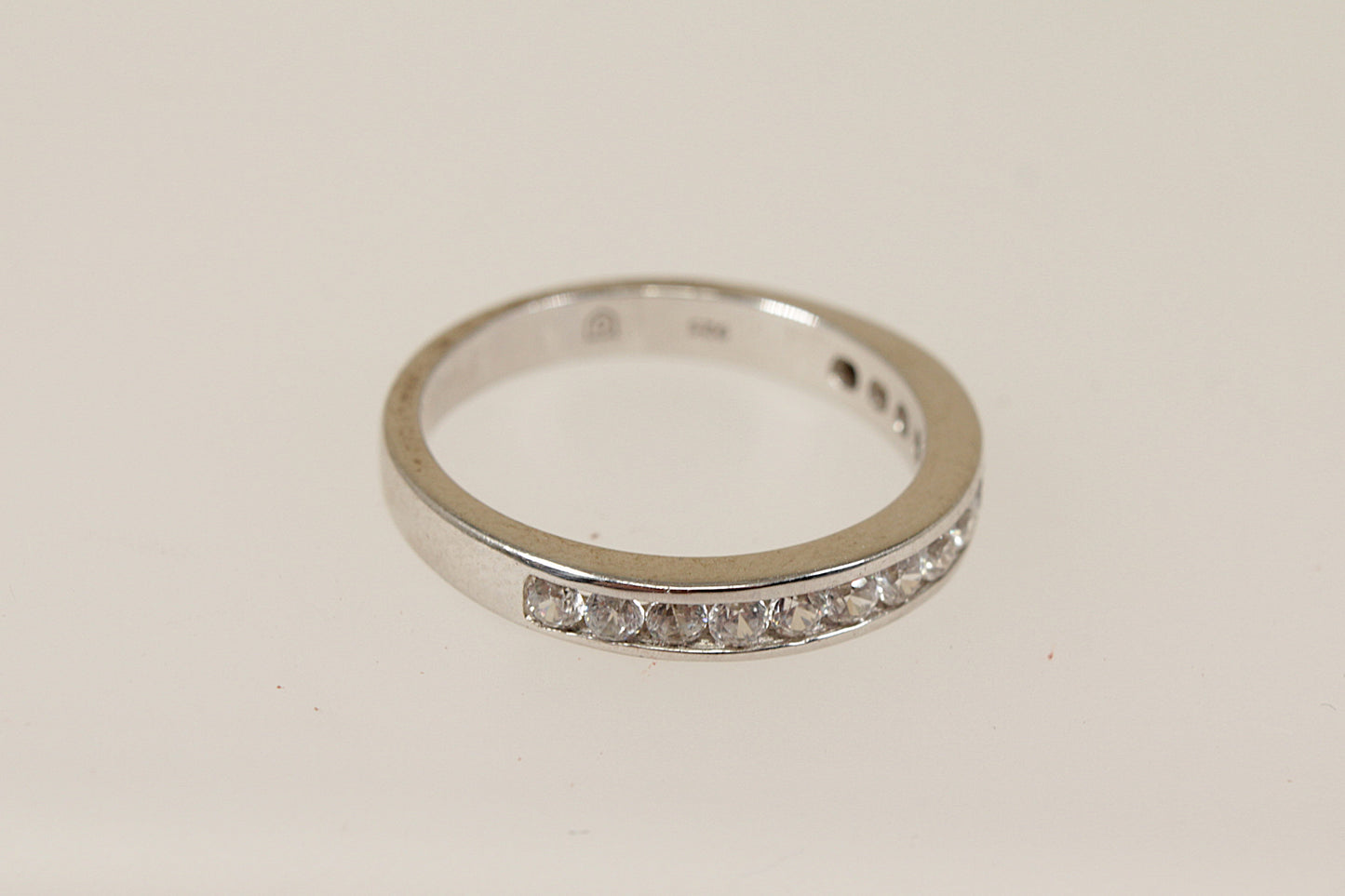 Silver White Topaz Half Eternity Ring