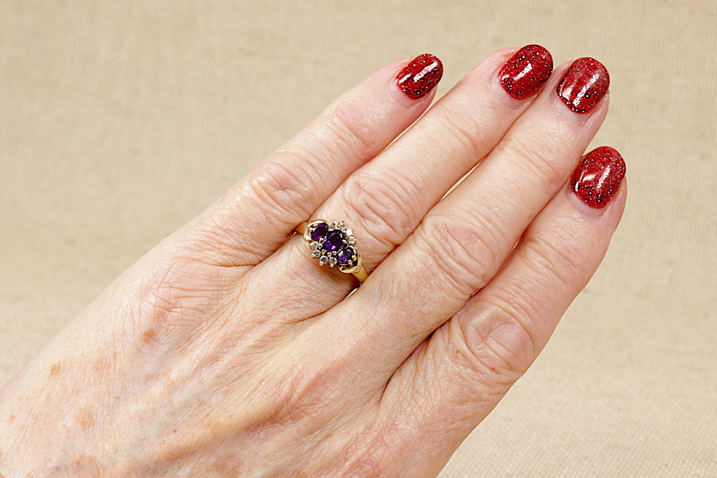 9ct Gold Amethyst Cluster Ring