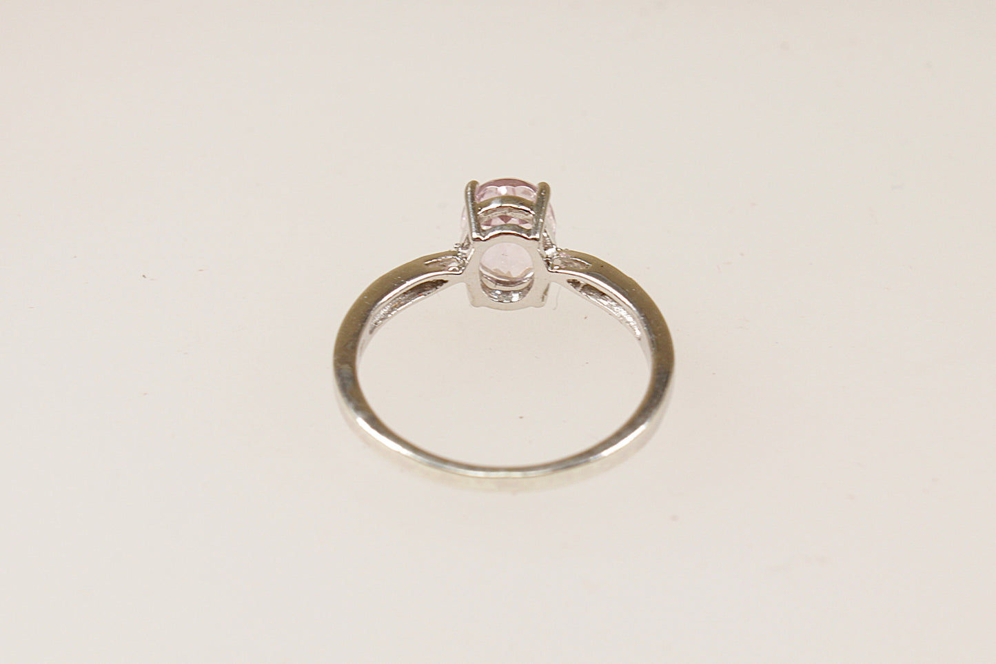 9ct White Gold Rose de France Amethyst and Diamond Solitaire Ring