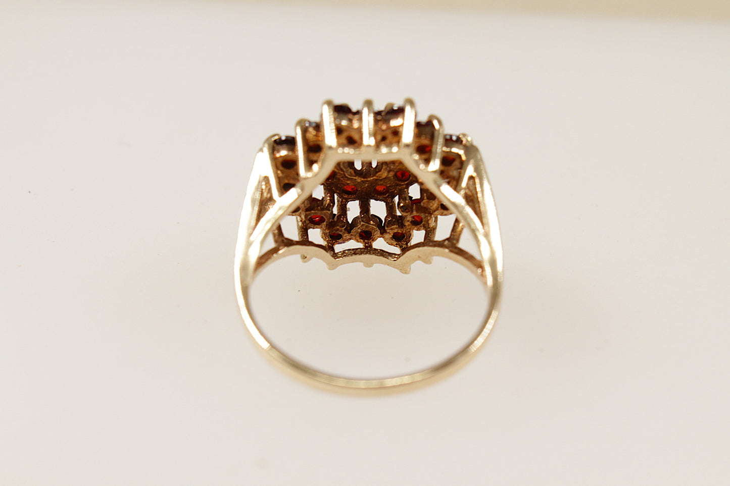 Vintage 9ct Gold Garnet Cluster Ring