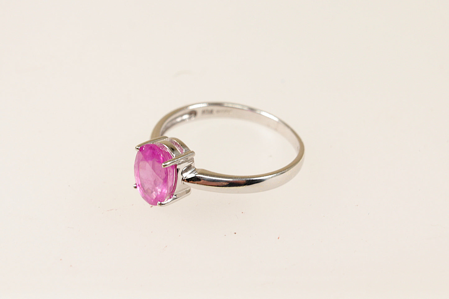 9ct White Gold Pink Sapphire Solitaire Ring