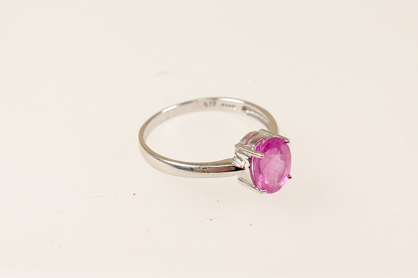 9ct White Gold Pink Sapphire Solitaire Ring