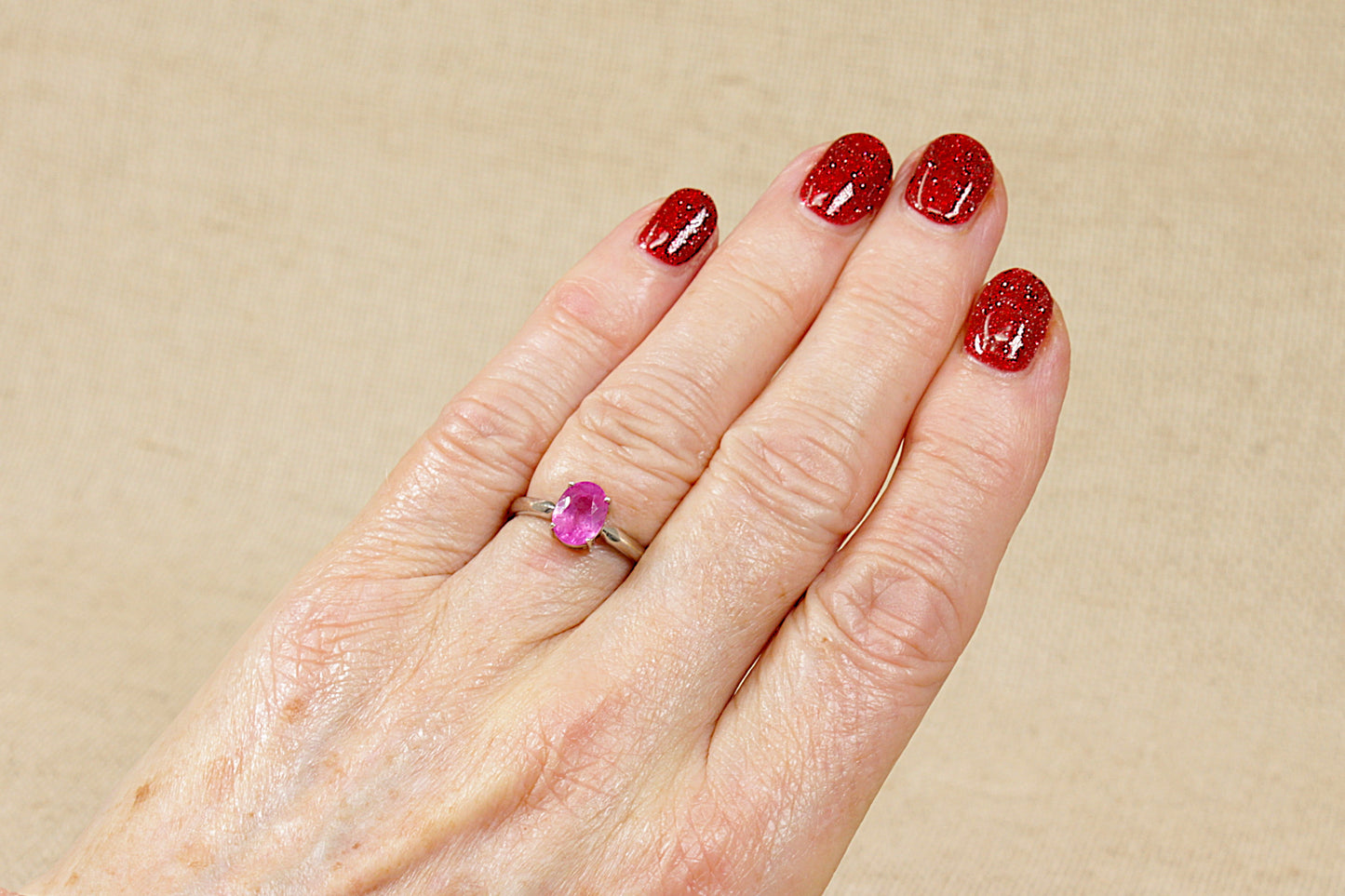 9ct White Gold Pink Sapphire Solitaire Ring