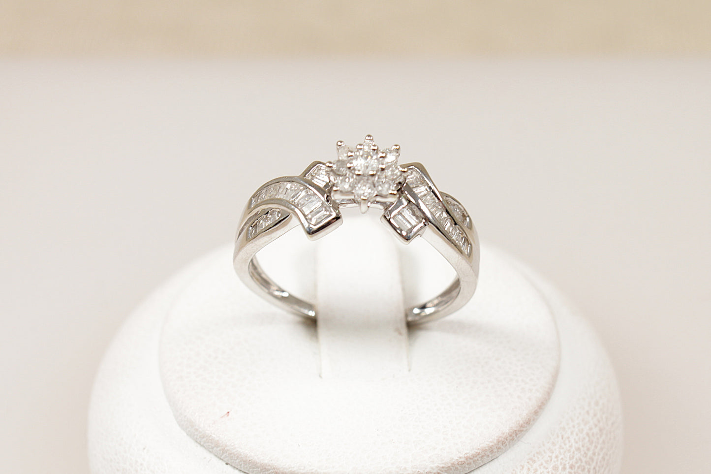 9ct White Gold Diamond Cluster Ring