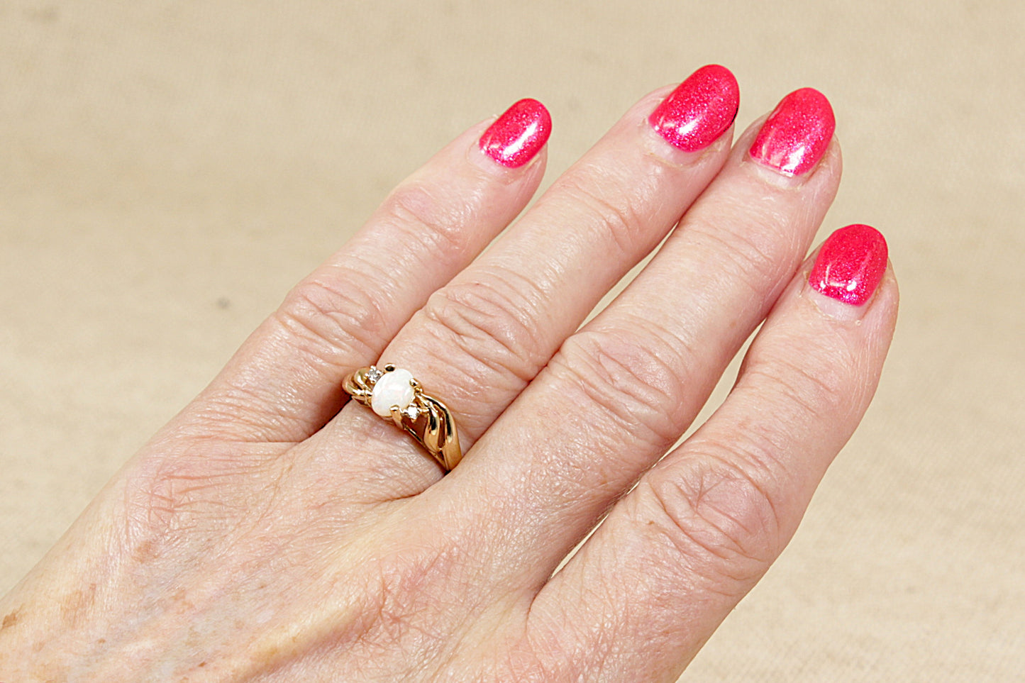 9ct Gold Opal and Diamond Ring