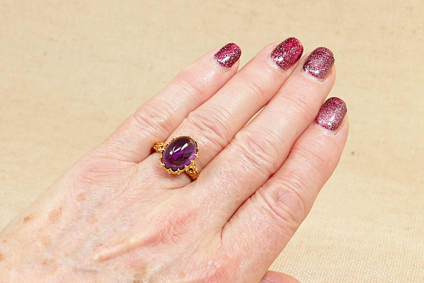 9ct Gold Amethyst Statement Ring