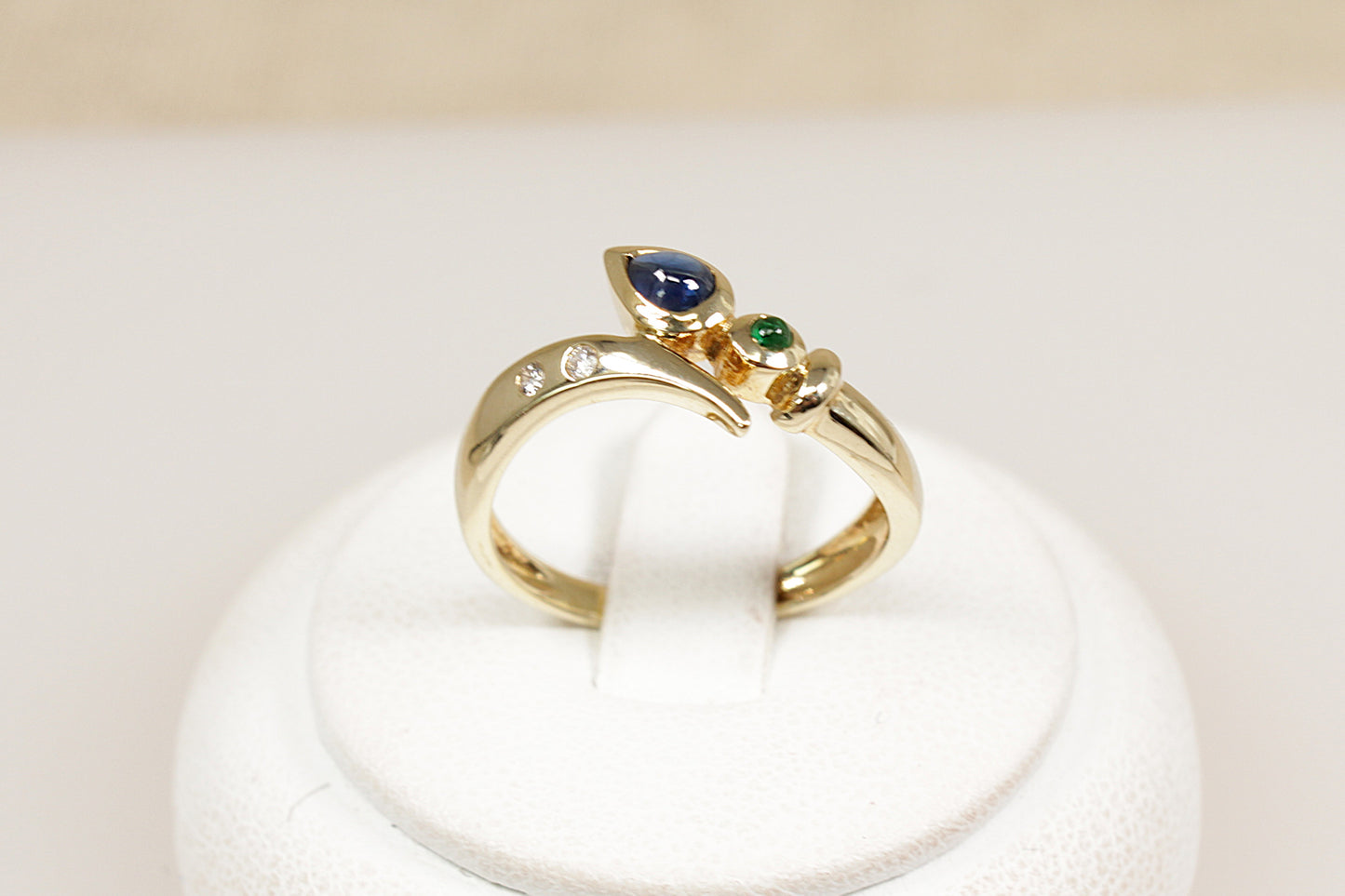 14ct Sapphire, Emerald and Diamond Ring