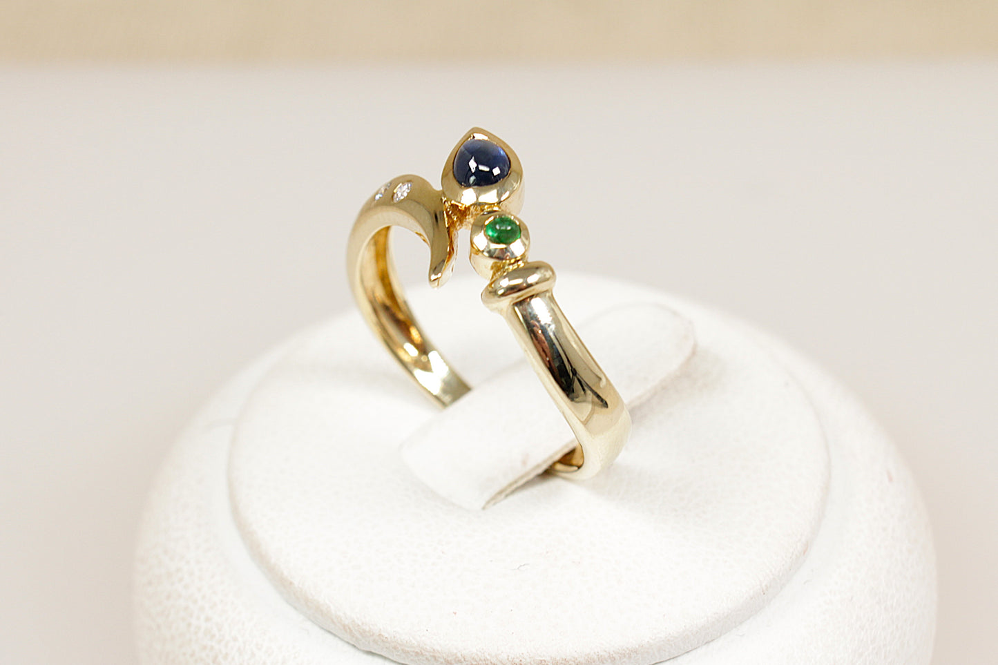 14ct Sapphire, Emerald and Diamond Ring