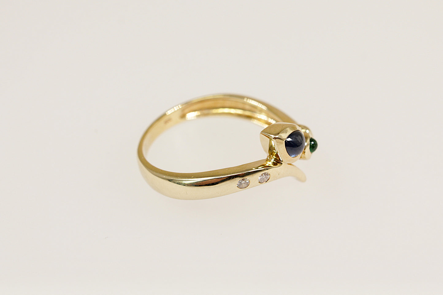 14ct Sapphire, Emerald and Diamond Ring