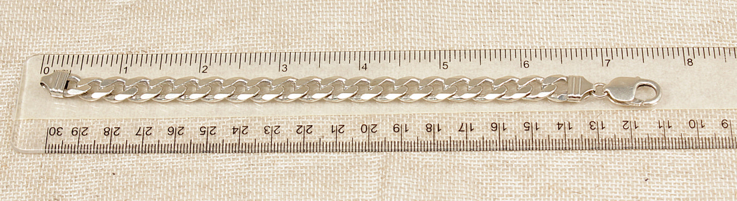 Silver Flat Curb Link Bracelet - 7 ½ inches