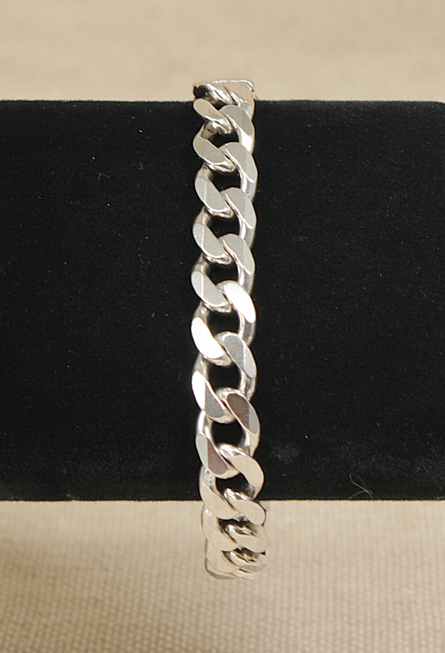 Silver Flat Curb Link Bracelet - 7 ½ inches