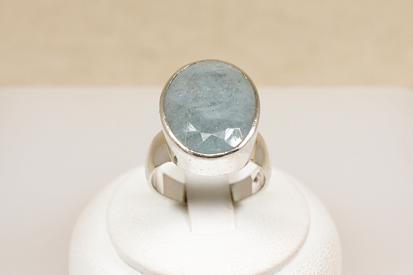 Silver Blue Quartz Statement Ring