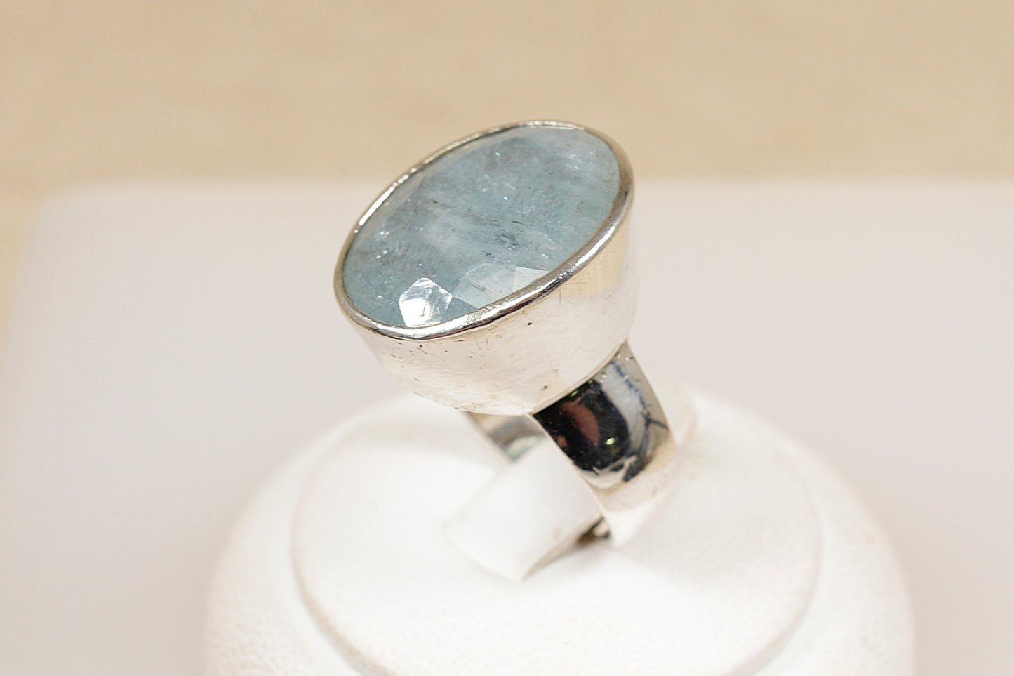 Silver Blue Quartz Statement Ring
