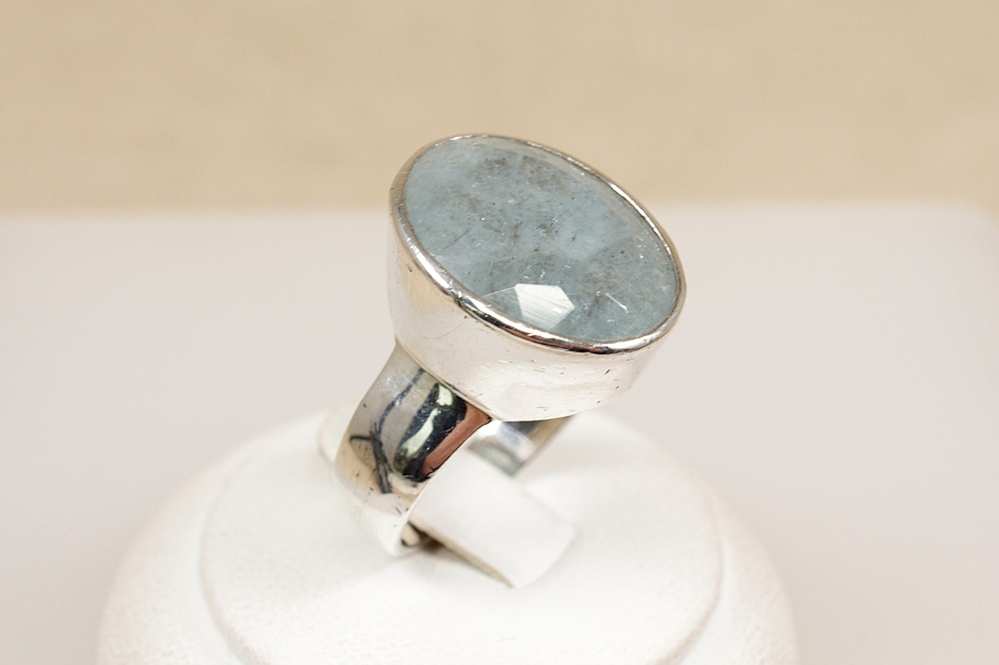 Silver Blue Quartz Statement Ring