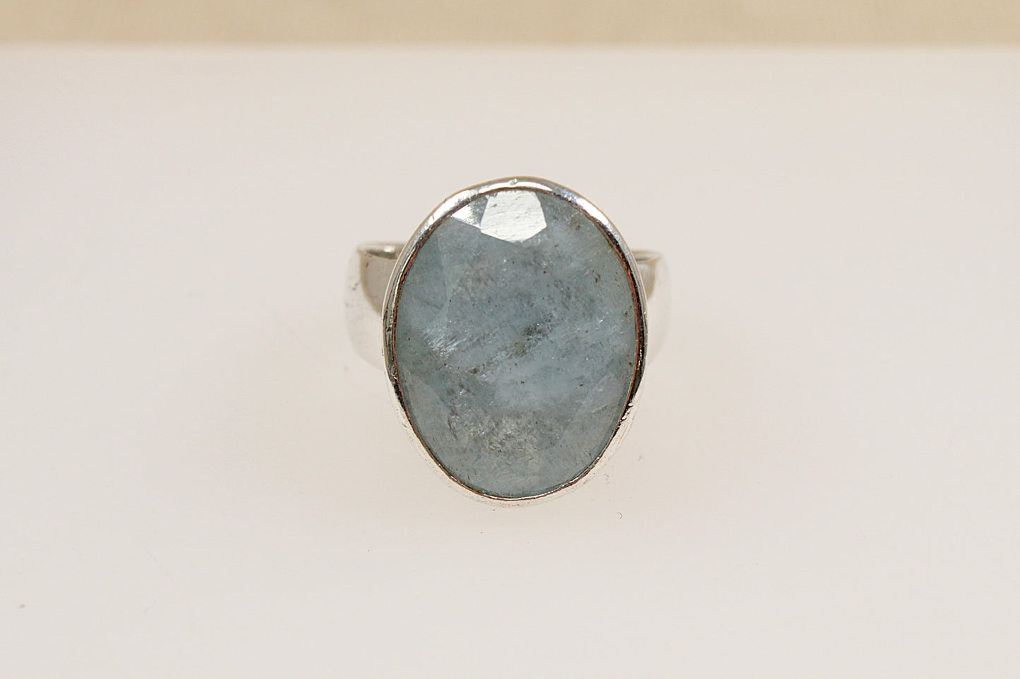 Silver Blue Quartz Statement Ring