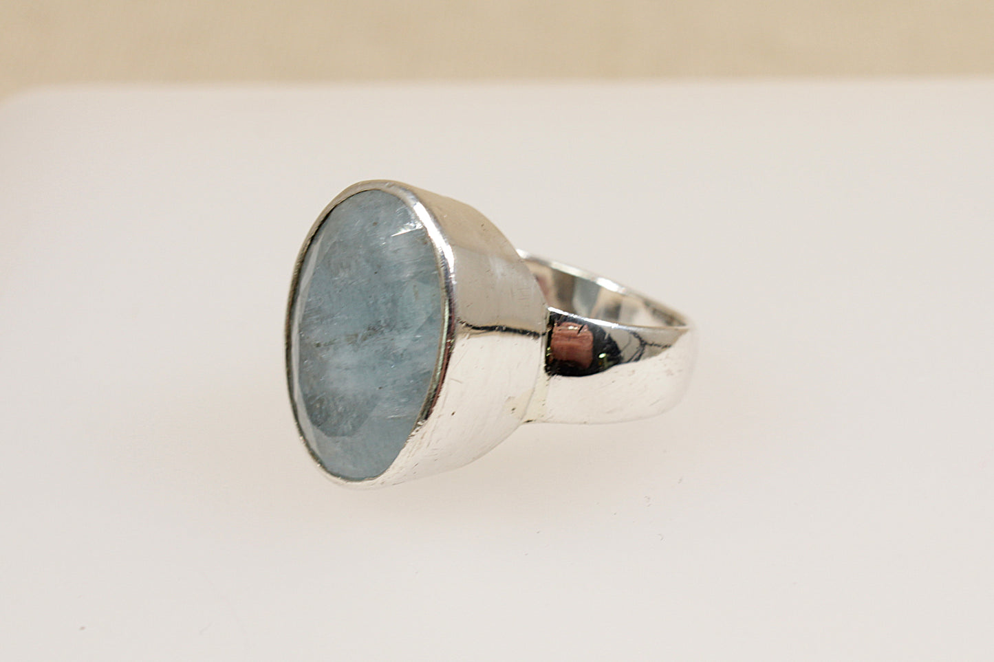 Silver Blue Quartz Statement Ring
