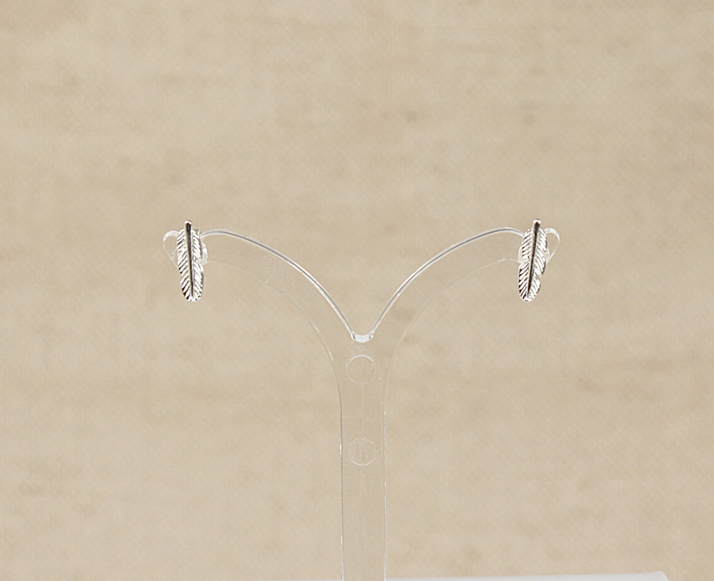 Silver Feather Shape Stud Earrings