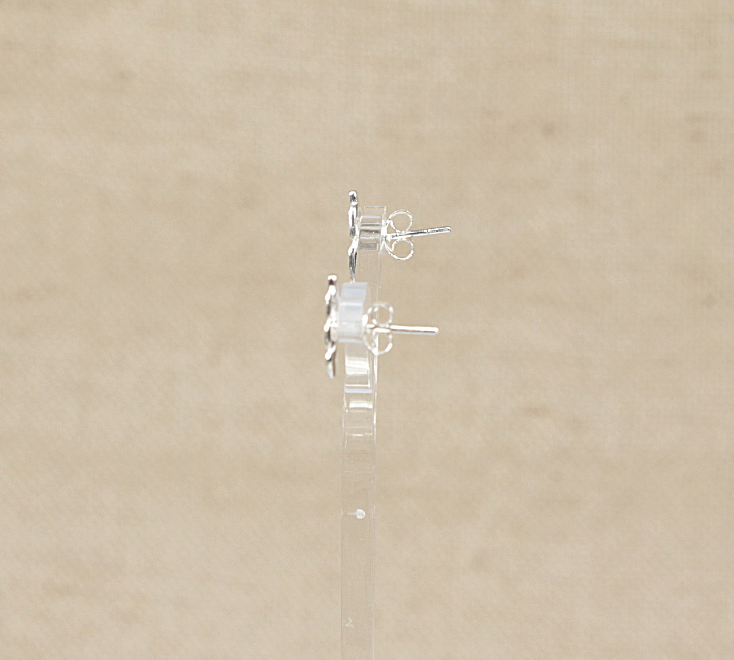 Silver Feather Shape Stud Earrings