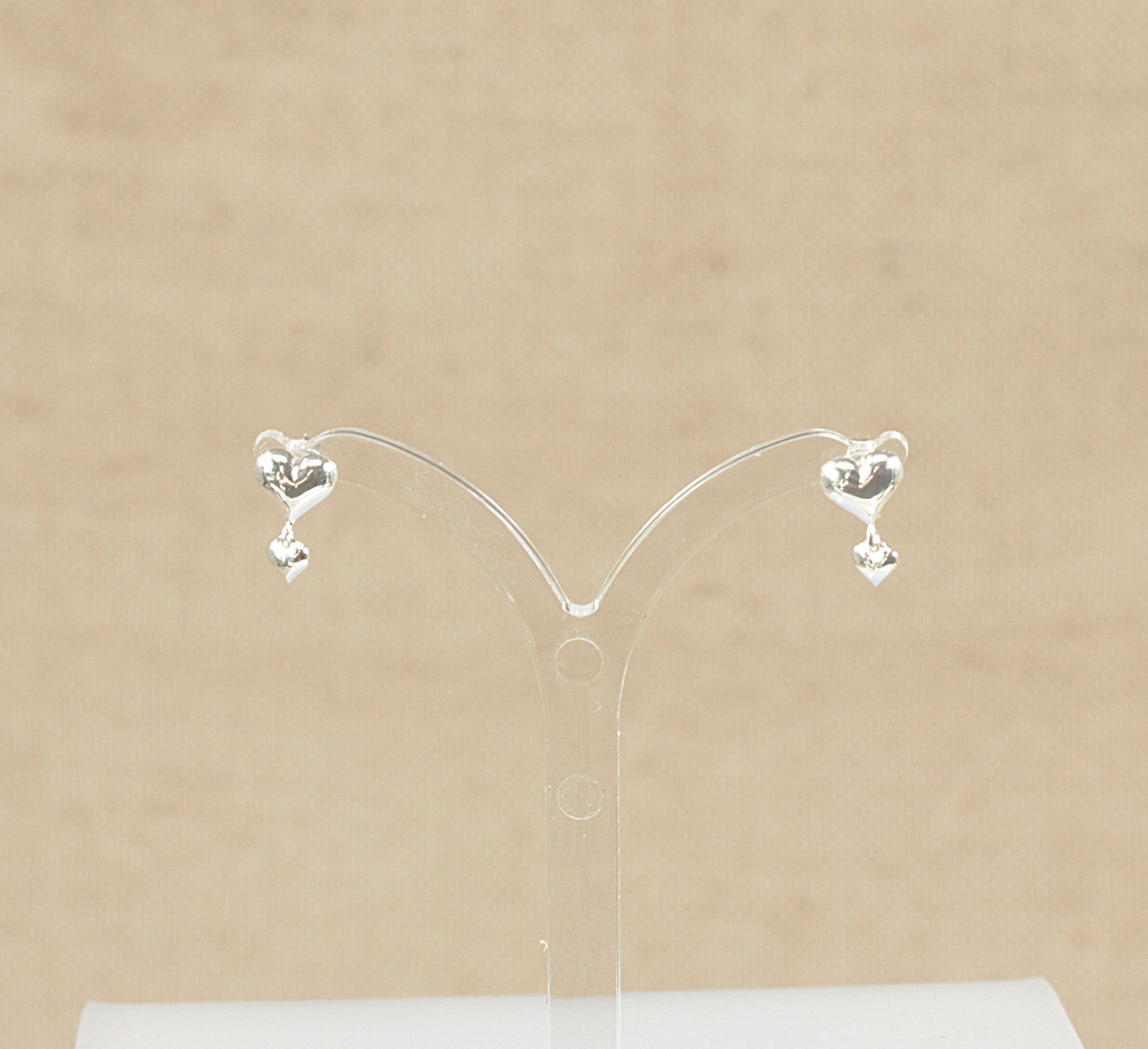 Silver Double Heart Stud Earrings