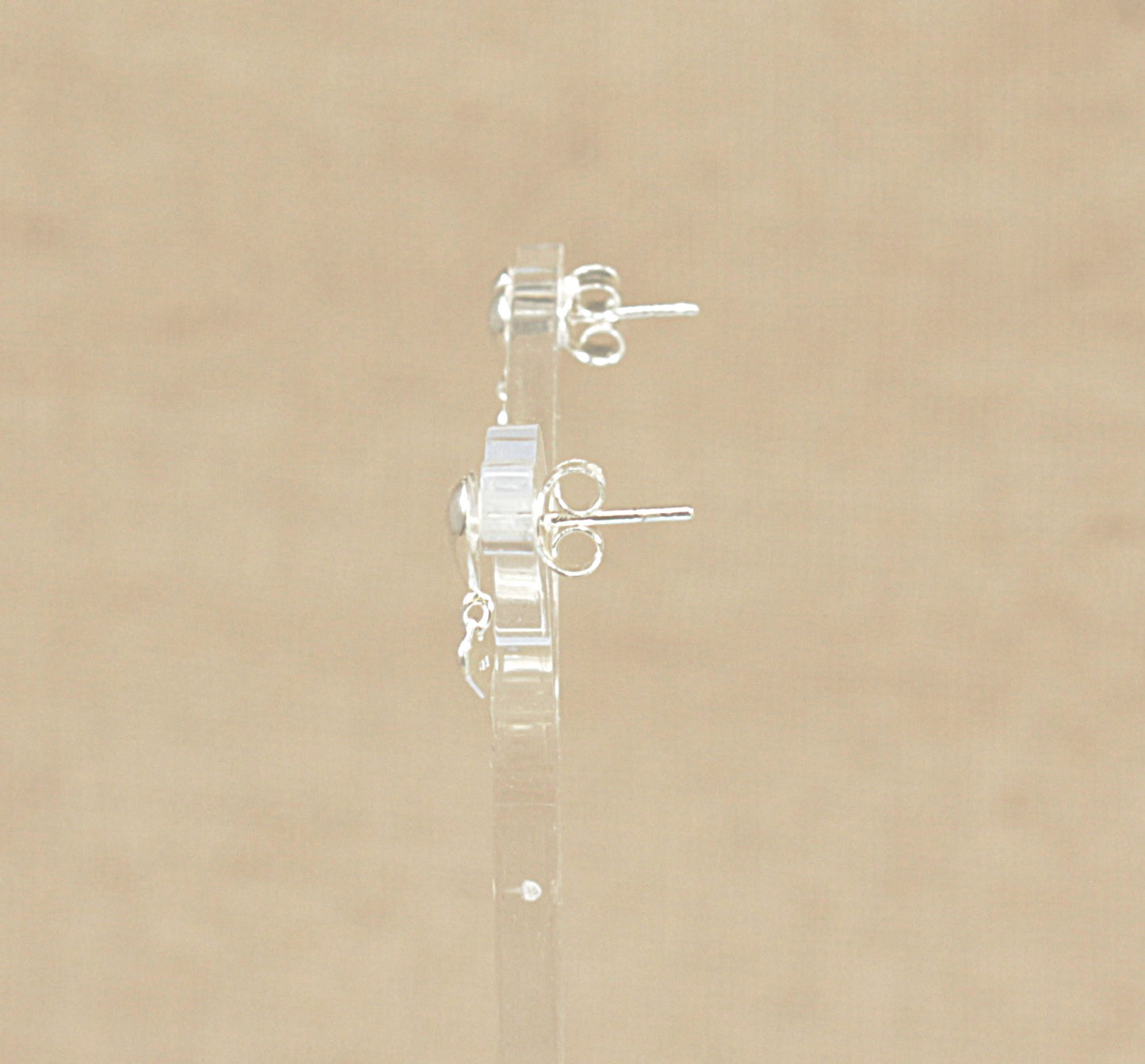 Silver Double Heart Stud Earrings