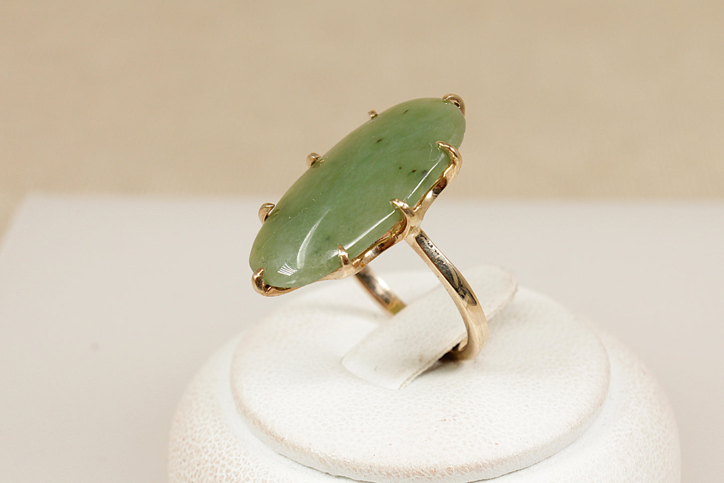 9ct Gold Jade Navette Ring