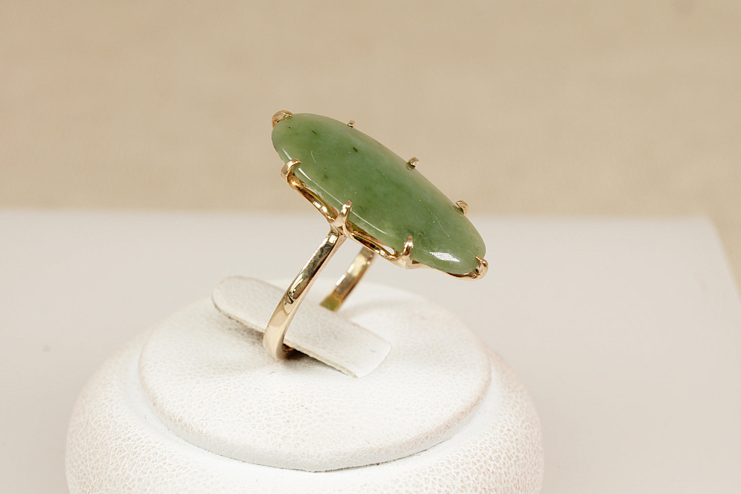 9ct Gold Jade Navette Ring