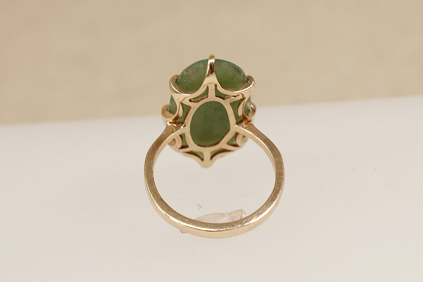 9ct Gold Jade Navette Ring