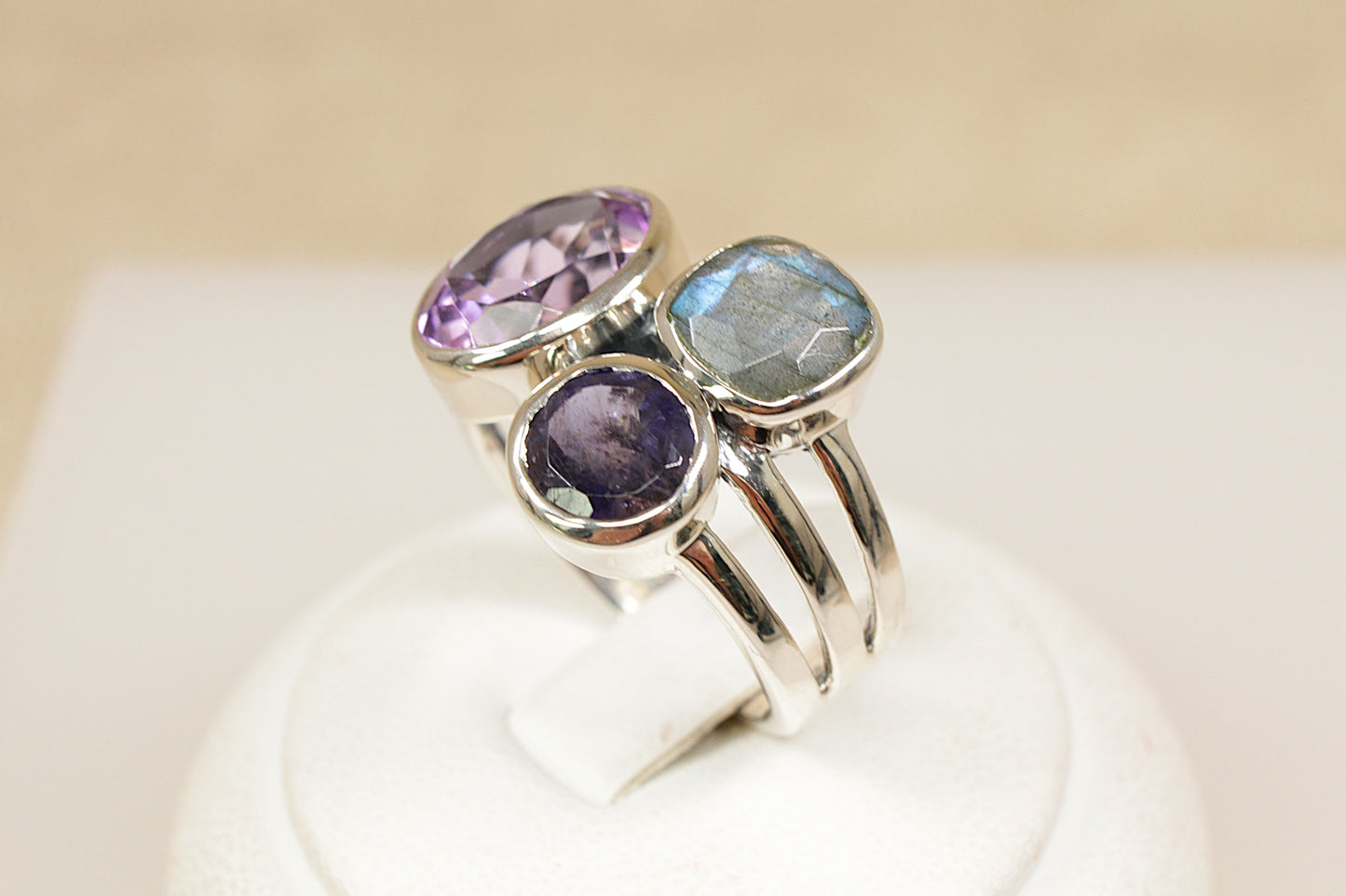 Silver Multi Gemstone ‘Studio’ Statement Ring