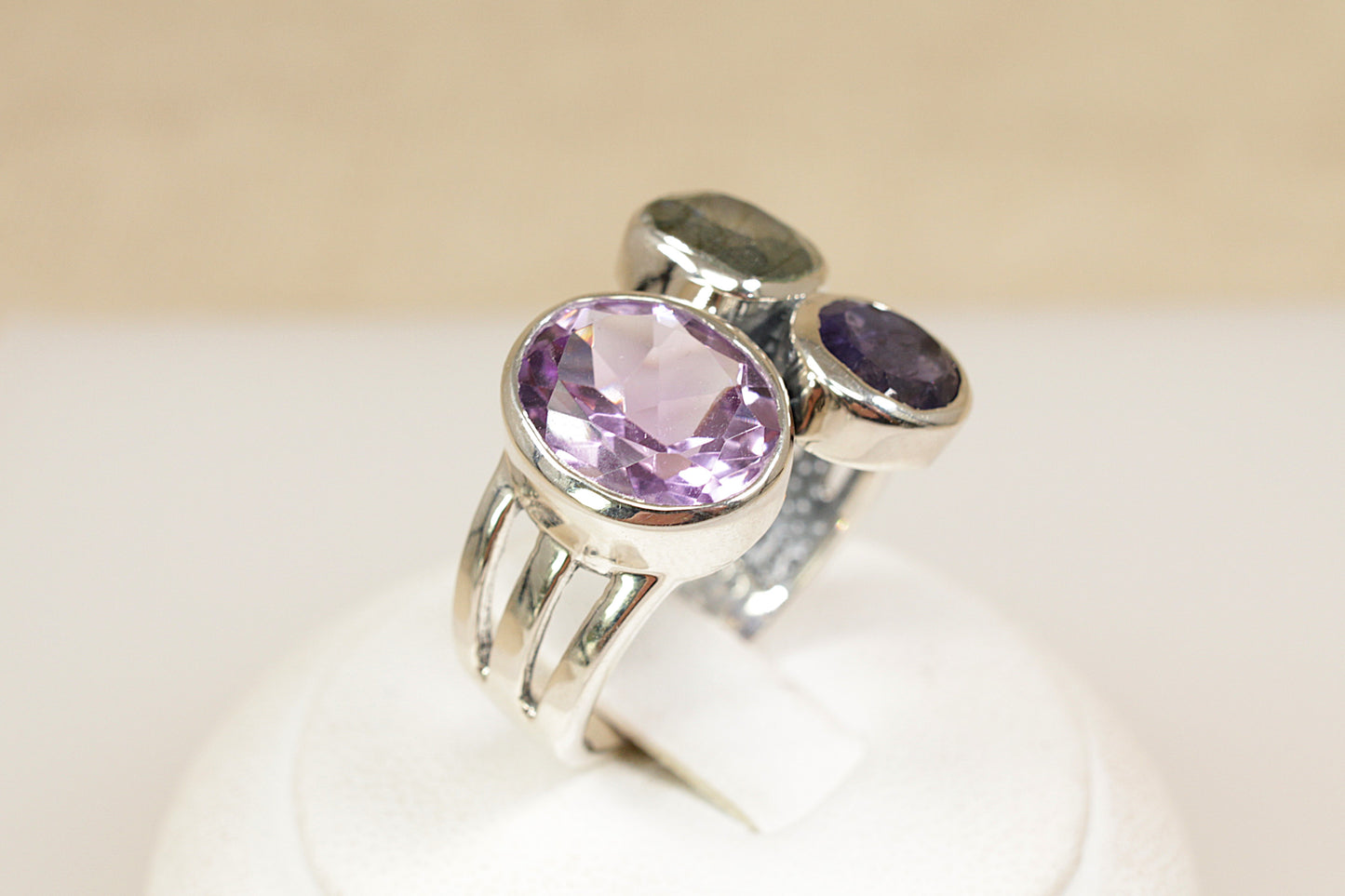 Silver Multi Gemstone ‘Studio’ Statement Ring