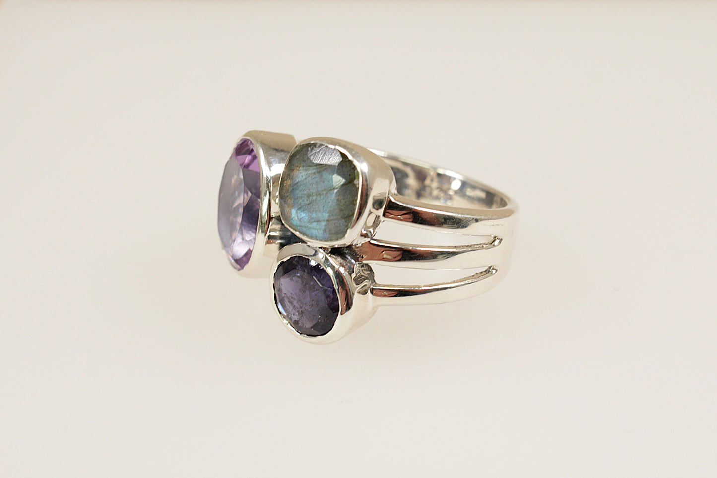 Silver Multi Gemstone ‘Studio’ Statement Ring