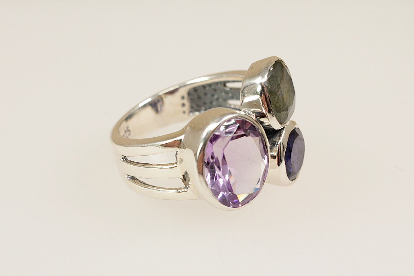 Silver Multi Gemstone ‘Studio’ Statement Ring