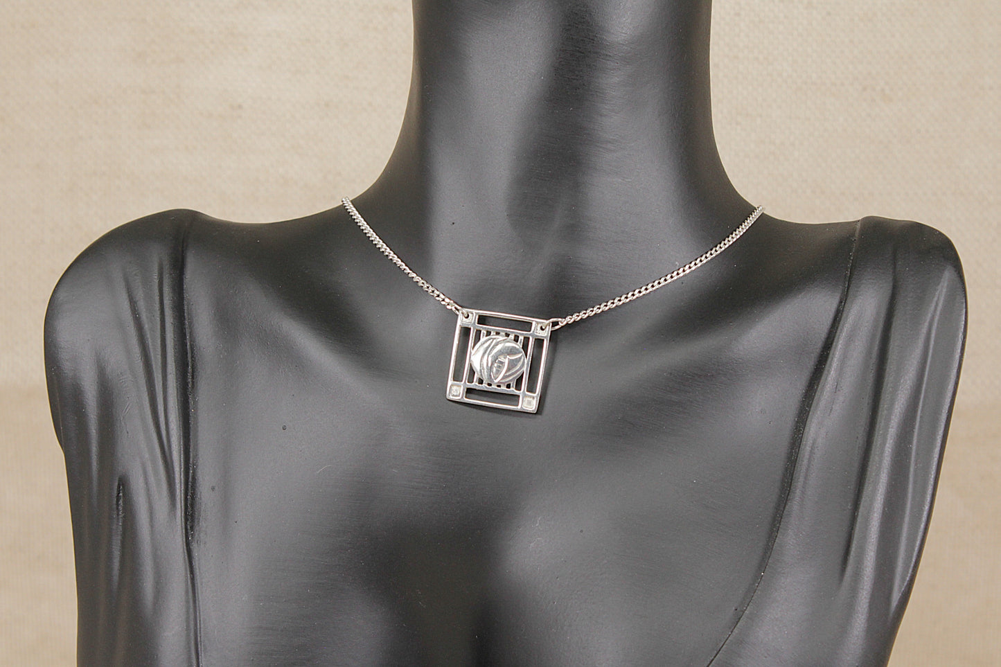 Stylish Sterling Silver Art Nouveau Style Pendant Necklace – Rennie Mackintosh Inspired