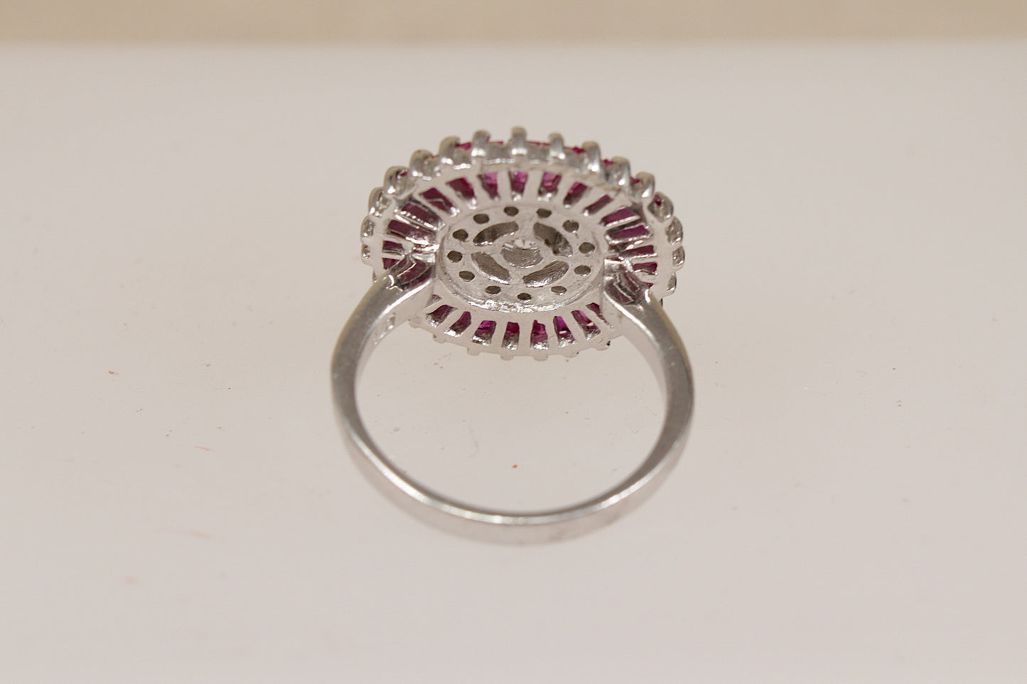 Impressive Sterling Silver Ruby & Crystal Statement Ring