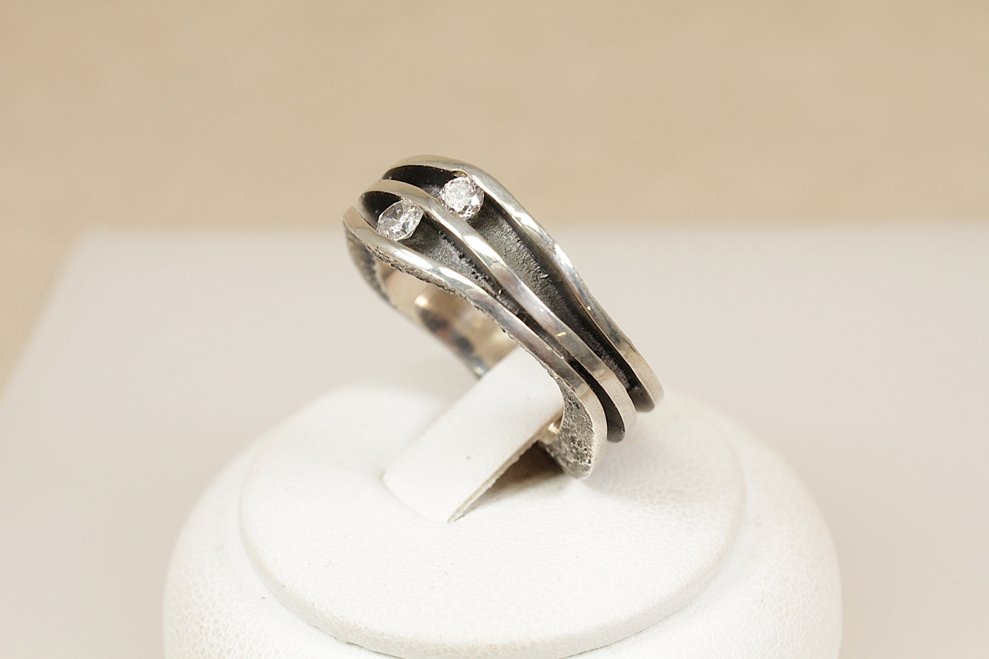 Silver Crystal Studio Statement Ring