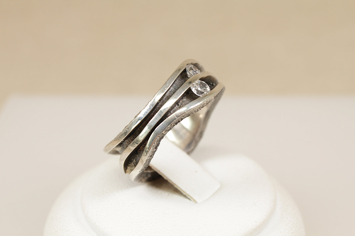 Silver Crystal Studio Statement Ring