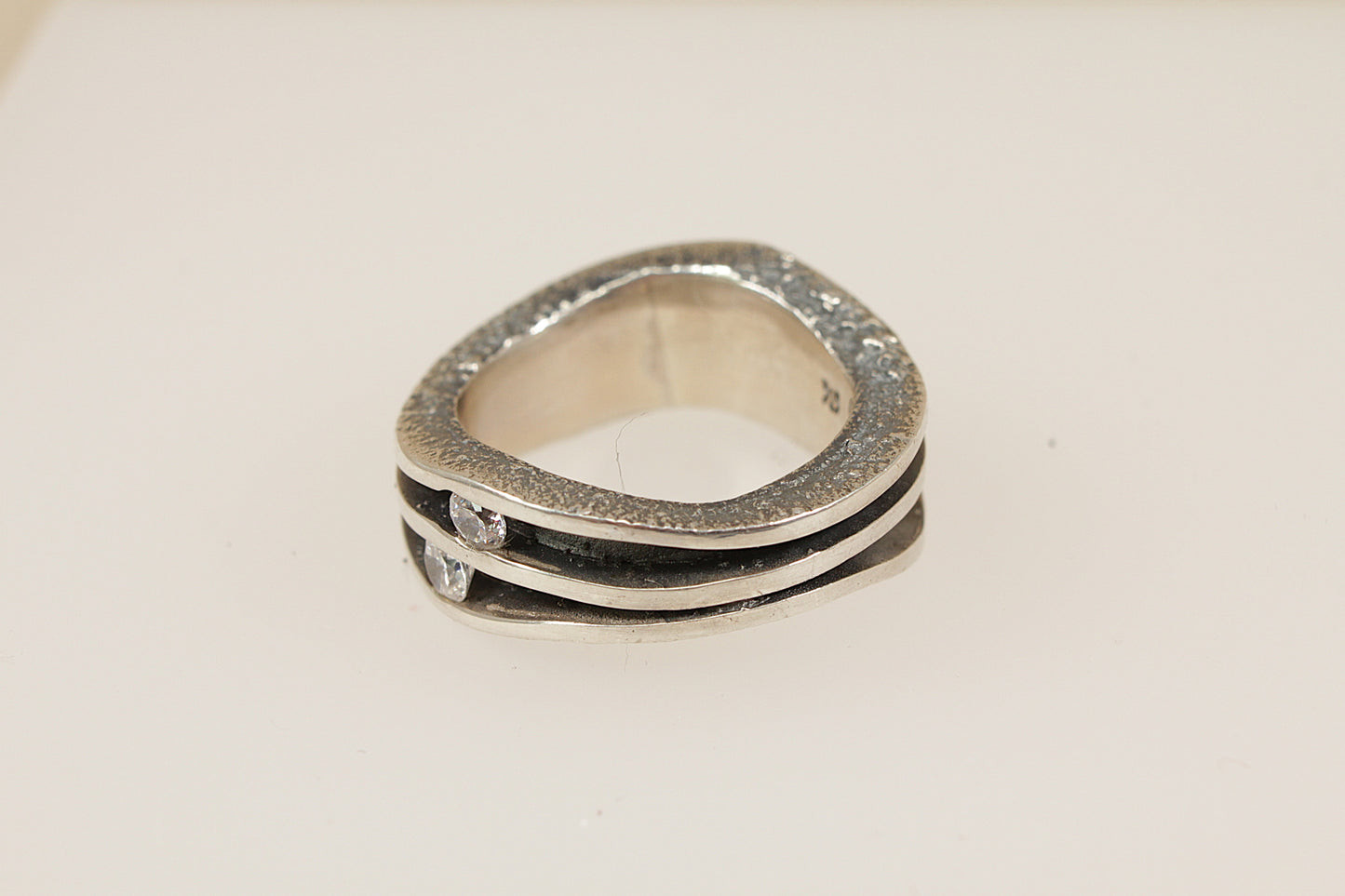 Silver Crystal Studio Statement Ring