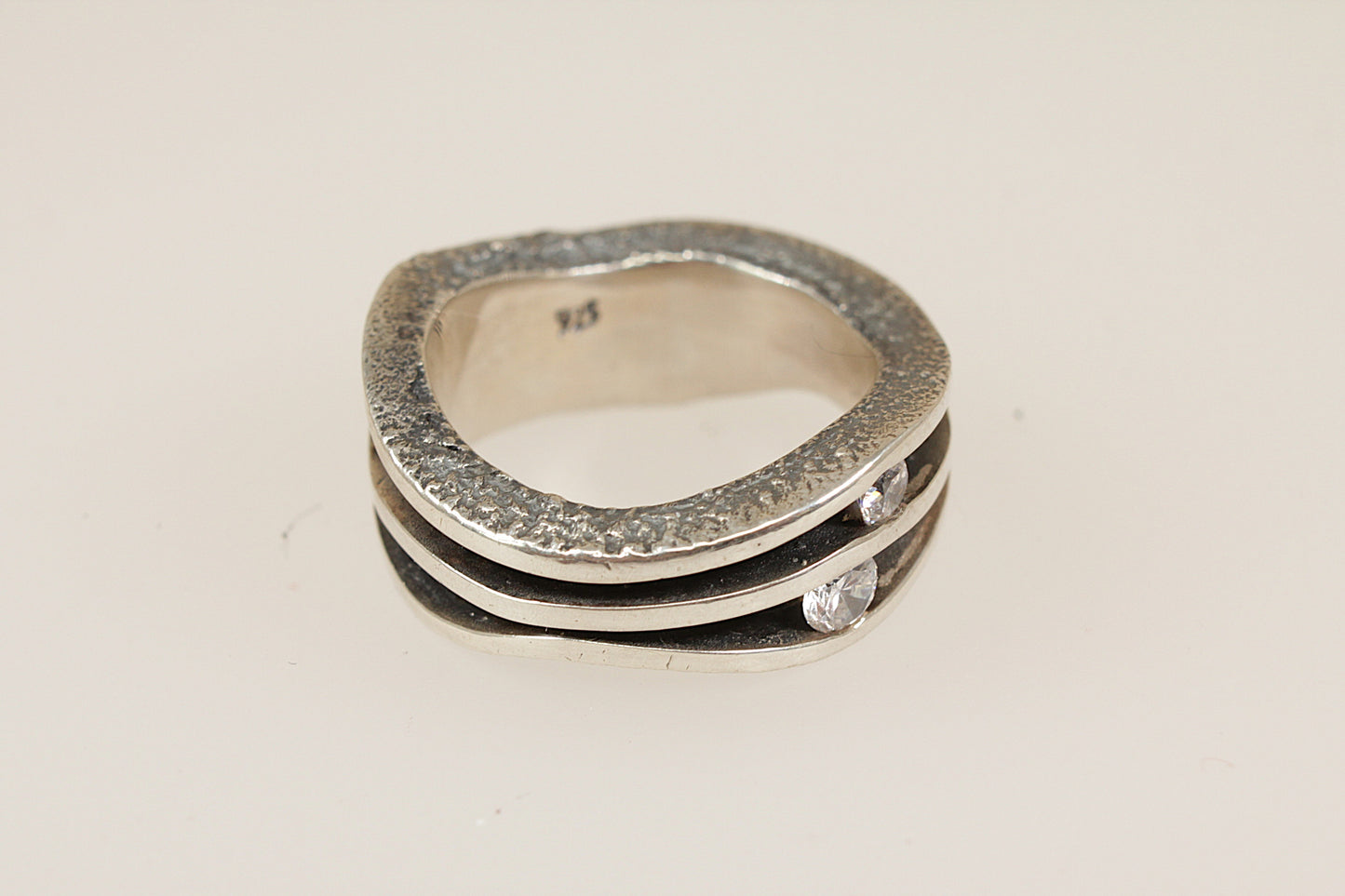 Silver Crystal Studio Statement Ring