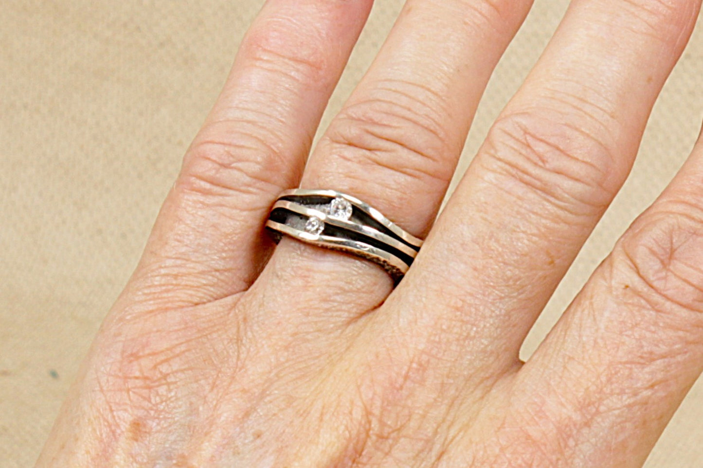 Silver Crystal Studio Statement Ring
