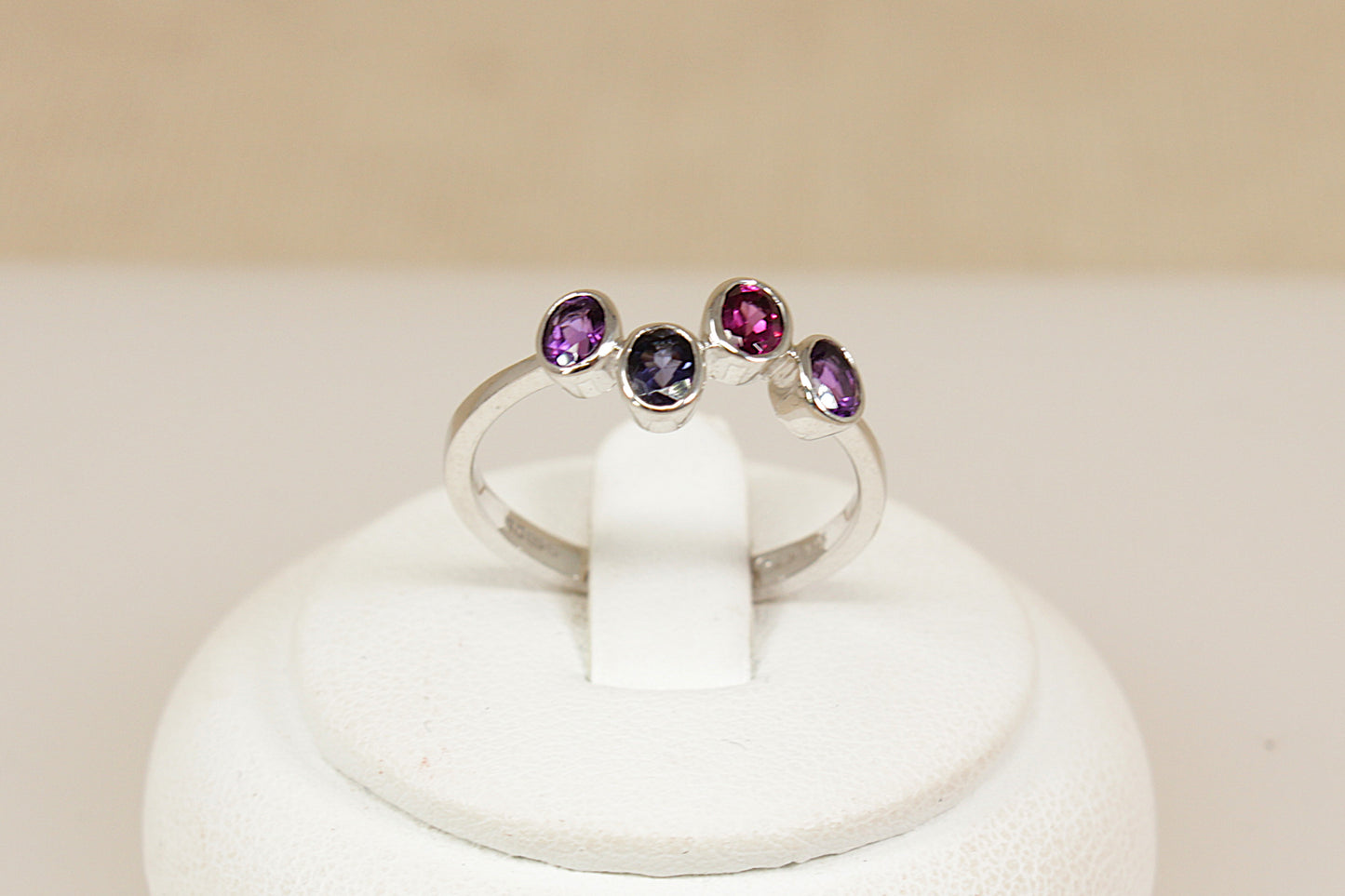 9ct White Gold Multi Gemstone Ring