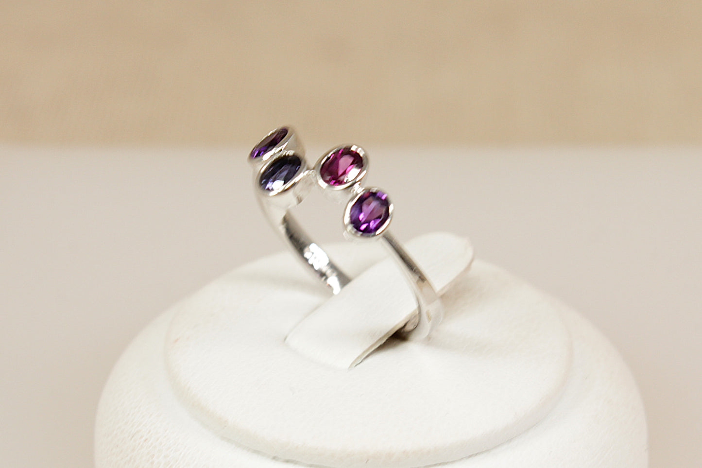9ct White Gold Multi Gemstone Ring