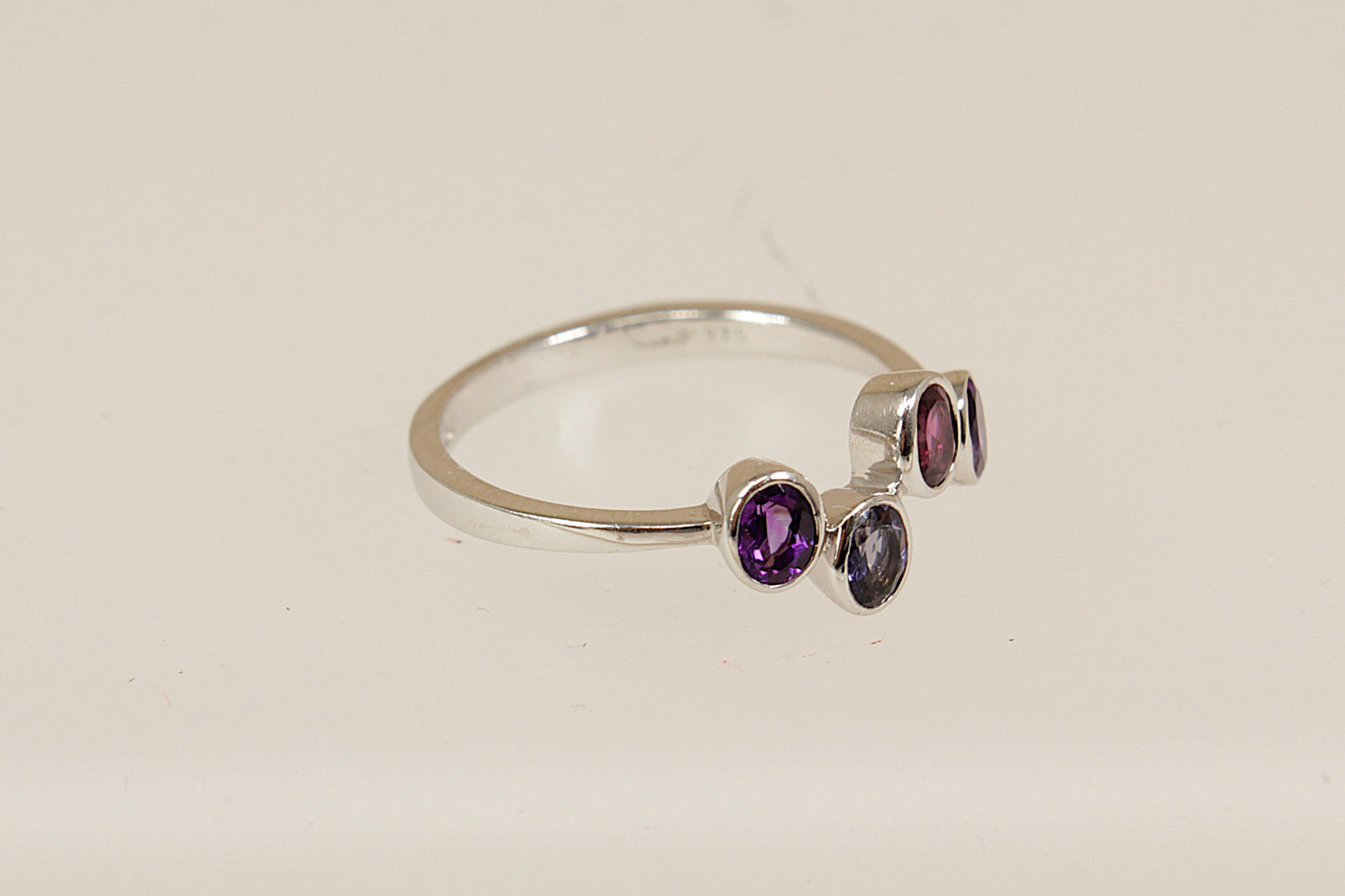 9ct White Gold Multi Gemstone Ring